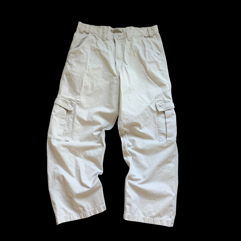 90's Levis SilverTab Cargo Pants 38x32 Khaki Baggy‎ Loose Fit Cotton Twill